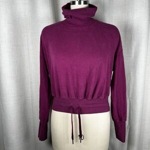 Sweaty Betty Melody Luxe Fleece Pullover Cropped Sz Small 6 Purple Burgundy